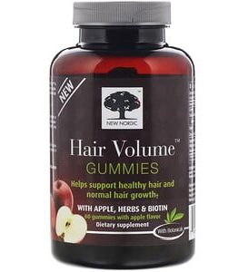 New Nordic, Hair Volume Gummies with Apple, Herbs & Biotin, Apple Flavor, 60 Gummies