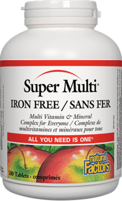 Natural Factors Super Multi Iron Free, 90 Tablets