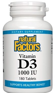 VITAMIN D3 1000 IU - 180 TABLETS - NATURAL FACTORS