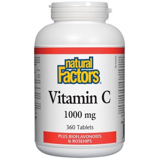 Natural Factors Vitamin C 1000mg Plus Bioflavonoids & Rosehips 360 Tablets