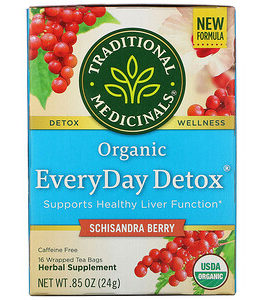 Traditional Medicinals, Organic EveryDay Detox, Caffeine Free, Schisandra Berry, 16 Wrapped Tea Bags, .85 oz (24 g)