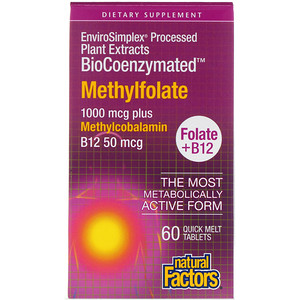 Natural Factors, BioCoenzymated, Methylfolate, 1,000 mcg, 60 Quick Melt Tablets
