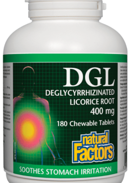 Natural Factors DGL Deglycyrrhizinated Licorice Root 400 mg 180 Chewable Tablets