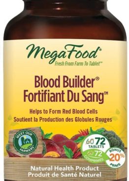 MegaFood - Blood Builder, Support for Healthy Energy Levels and Red Blood Cell Production, Iron, Beet Root, and Folate, 72 Tablets