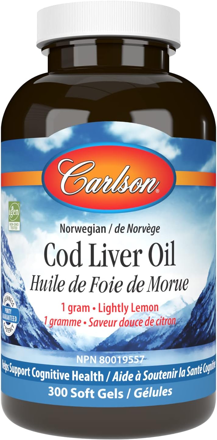 Carlson Laboratories Cod Liver Oil Lemon 300 soft gels