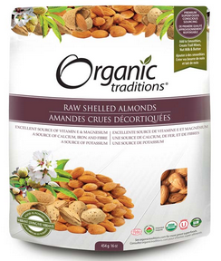 Organic Traditions Almonds, Premium Raw Shelled 454 g