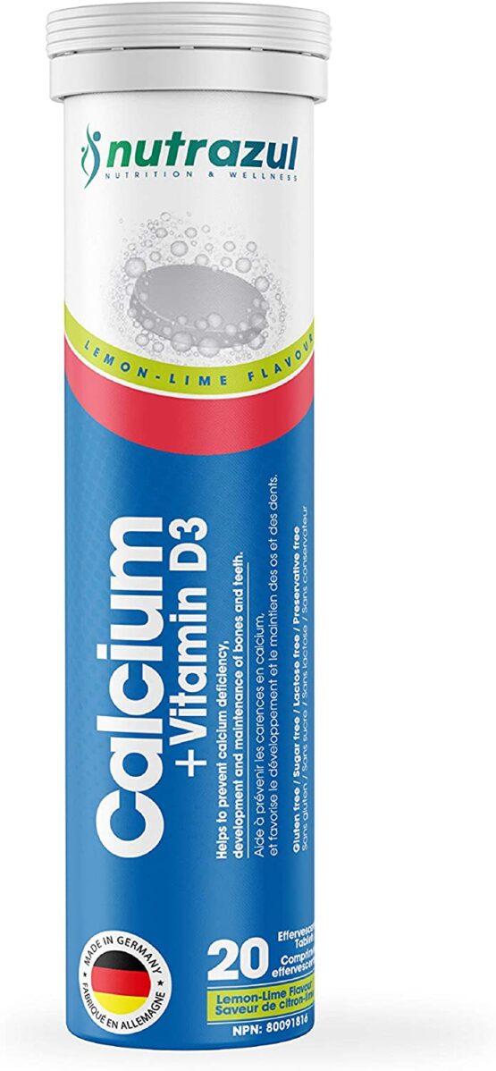 Nutrazul Calcium + Vitamin D3 Effervescent Tablets-Lemon-Lime 20’s | 20 Days Supply