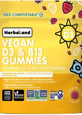 Herbaland Gummy For Adults: Vegan D3 & B12 90 gummies