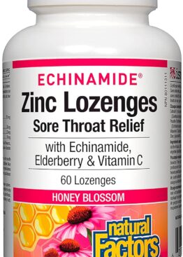 Echinamide Zinc Lozenges Sore Throat Relief (Honey Blossom) - 60 Lozenges