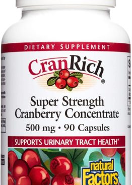 Natural Factors - CranRich Super Strength Cranberry Concentrate 500mg, Supports Urinary Tract Health, 90 Capsules