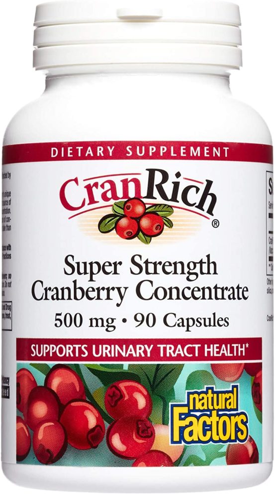 Natural Factors - CranRich Super Strength Cranberry Concentrate 500mg, Supports Urinary Tract Health, 90 Capsules