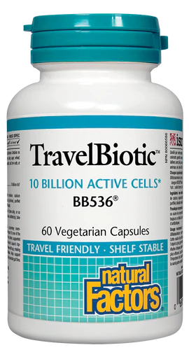 Natural Factors Travel Biotic 10 Billion Active Cells 60 Vegetarian Capsules