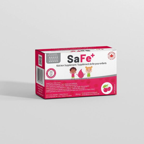 SaFe+ Liquid Iron for Children | Great Tasting Cherry Flavour |Easy to Use 20mg/2mL iron per ampule | 30 Unit-Doses (2 ml Each)