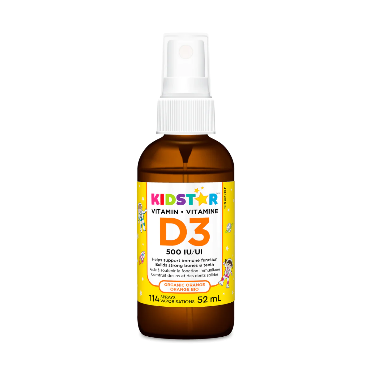KidStar Vitamin D3 Spray 500IU Organic Orange 52mL