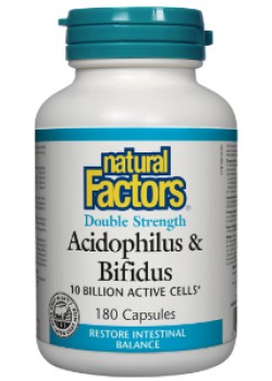 NATURAL FACTORS ACIDOPHILUS AND BIFIDUS DOUBLE STRENGTH 180caps