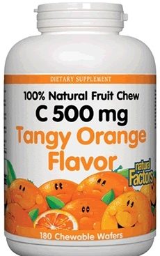 Natural Factors C 500mg Natural Fruit Chews - Tangy Orange Flavour 180 Wafers 180 Chewable Tablets