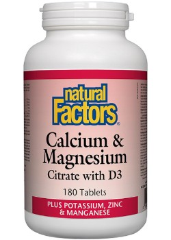 Natural Factors CALCIUM & MAGNESIUM CITRATE WITH D3 - 180 TABS