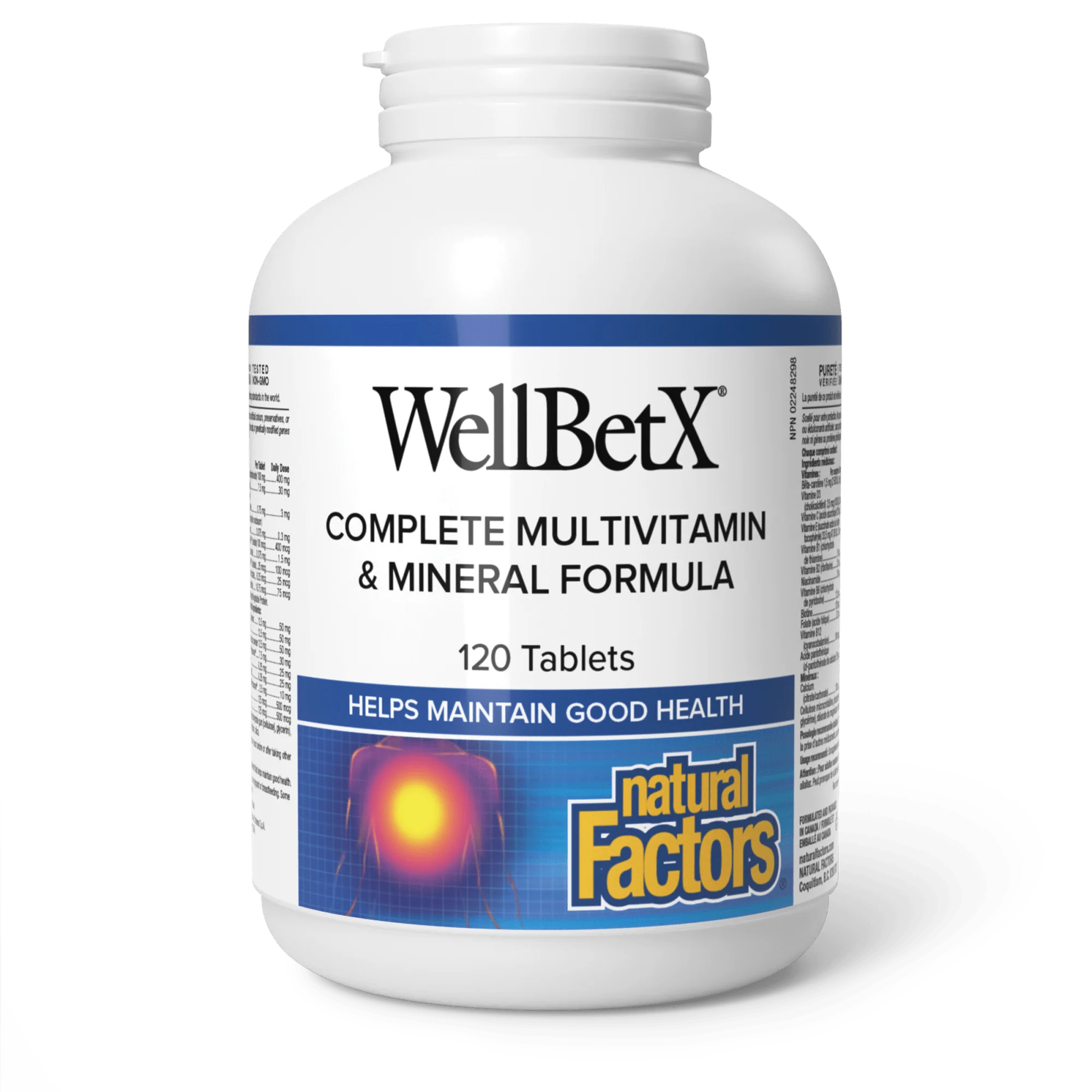 Natural Factors Well BetX Complete Diabetic Multi Vitamin & Mineral Formula, 120 Tablets