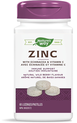 Nature's Way Zinc with Echinacea & Vitamin C Natural Wild Berry Flavour 60 Lozenges