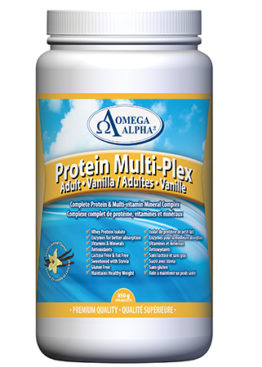 Protein Multi-Plex™ Adult (Vanilla) Complete Protein & Multi-vitamin/Mineral Complex Vanilla: 850 g/bottle – UPC 826913127203 NPN 80054279 RECOMMENDED USE: Source of protein, vitamins and minerals for the maintenance of good health. Helps digest proteins. MEDICINAL INGREDIENTS PER 1 SCOOP (25 g) : Milk Protein Isolate.............................................10 g Whey Protein Isolate..........................................10 g Protease (Enzyme)........................................ 3750 FCC HUT Acetyl-L-Carnitine............................................100 mg R-alpha-Lipoic acid........................................... 50 mg Vit. B1 (Thiamine mononitrate)....................... 2.5 mg Vit. B2 (Riboflavin)...........................................2.5 mg Vit. B3 (Niacinamide)........................................10 mg Vit. B5 (D-Pantothenic acid)........................... 902 mg Vit. B6 (Pyridoxal 5-phosphate)...........................5 mg Vit. B9 (L-Methylfolate)...................................100 mcg Vit. B12 (Cyanocobalamin)..............................500 mcg Biotin..............................................................25 mcg Choline (Choline bitartrate).............................. 10 mg Inositol (Myo-inositol)...................................... 20 mg beta-Carotene............................................. 1563 mcg (2605 IU) Vit. C (L-Ascorbic acid)................................... 100 mg Vit. D3..............................................................5 mcg (200 IU) Vit. E...............................................................46 mg (69 IU) Boron (Sodium borate)*................................ 347 mcg Calcium lactate*.......................................... 100 mg Chromium (Chromium polynicotinate)*............. 89 mcg Copper (Cupric gluconate)*........................... 200 mcg Magnesium citrate*......................................... 20 mg Manganese sulphate*.................................... 900 mcg Molybdenum (Sodium molybdate)*.................. 10 mcg Selenium (L-Selenomethionine)*..................... 10 mcg Silicon (Sodium metasilicate)*......................... 2 mg Vanadium (Vanadyl sulphate)*..................... 10 mcg Zinc (Zinc citrate)*........................................... 2 mg *Elemental quantities ADDITIONAL INGREDIENTS: Sunflower lecithin, Xanthan gum, Stevia, Natural vanilla flavour NUTRITION FACTS PER SERVING CHOCOLATE (25 g): Protein......................................................................................................... 18 g Fat................................................................................................................ 0 g Carbohydrates............................................................................................... 1 g Energy.........................................................................................................76 calories/318 kJ AMINO ACIDS PER SERVING (25 g): L-Alanine........................................ 3.256 g L-Arginine....................................... 2.204 g L-Aspartic Acid................................ 7.128 g L-Cysteine...................................... 1.212 g L-Glutamic Acid............................. 15.028 g L-Glycine........................................ 1.356 g L-Histidine...................................... 1.668 g *L-Isoleucine (BCAA)......................... 4.584 g *L-Leucine (BCAA)............................ 7.828 g *L-Lysine......................................... 6.960 g *L-Methionine.................................. 1.820 g *L-Phenylalanine.............................. 3.032 g L-Proline........................................ 6.052 g L-Serine......................................... 3.996 g *L-Threonine.................................... 4.380 g *L-Tryptophan.................................. 1.332 g L-Tyrosine...................................... 3.108 g *L-Valine (BCAA).............................. 4.536 g *Essential amino acids RECOMMENDED DOSE: Adults: Take 1 scoop (25 g) per day. Mix Protein Multi-Plex™ well in 1 cup (250 mL) with liquid (water, juice, milk, etc.) or smoothies. Take a few hours before or after taking medications. DURATION OF USE: For prolonged use, consult a health care practitioner.