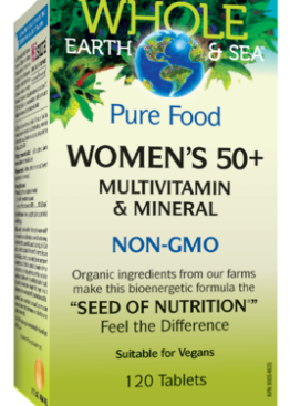 Whole Earth and Sea Pure Food Woman's 50 plus, Multivitamin and Mineral NON-GMO 120 Tablets