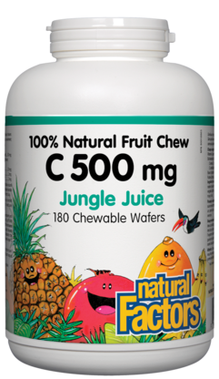 Natural Factors C 500mg Natural Fruit Chews - Jungle Juice Flavour 180 Wafers 180 Chewable Tablets