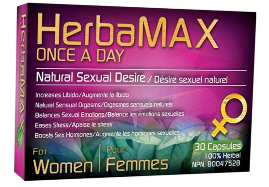 HerbaMax Once Daily, licensed by Health Canada, is a completely natural formula that can be taken consistently over time to increase blood flow, balance sex hormones, alleviate anxiety and dramatically increase confidence. The result is the fullest, strongest orgasm your body is physically capable of achieving. No prescription required - The newest and the most powerful natural female sexual enhancement pills on the Canadian Market today! Approved by Health Canada and created by a Master Herbalist, with the aim to provide the most advanced herbal capsules to support normal sexual function in women. Problems with female sexual dysfunction are common. Female sexual dysfunction can occur at all stages of life. HerbaMax for women is made with 100% all natural and high quality ingredients ensuring superior effectiveness and quality. Health benefit Sexual Support Type Supplements Supplement ingredient Maca Form Capsule Feature For Women