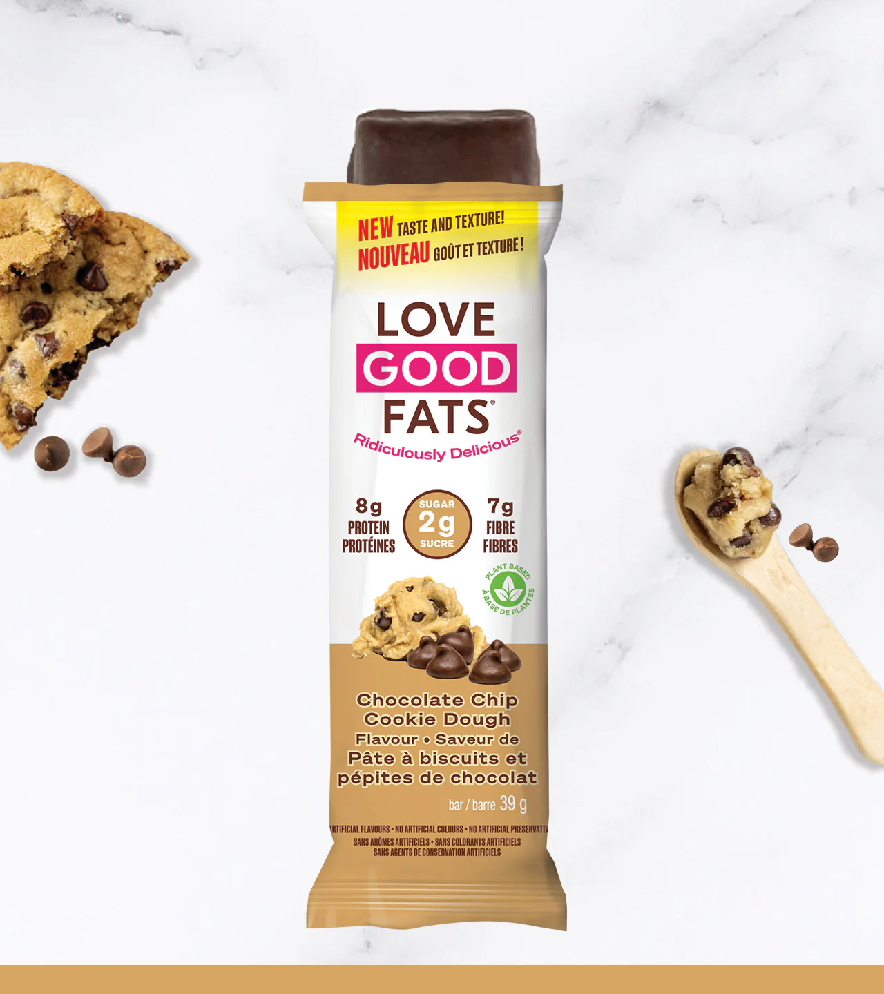 love good fats plant-based chocolate chip cookie dough bar 39 g