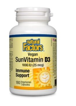 Natural Factors Vegan SunVitamin D3 1000 IU 180 Vegetarian Capsules