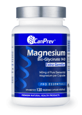 Magnesium is one of those hard working minerals that simply doesn’t get the attention it deserves. It plays a key role in over 800 different chemical reactions in the body and is involved in everything from DNA synthesis, energy production and metabolism, to muscle strength, nerve function, heart rate regulation and bone building. Magnesium is also an active ingredient in alleviating constipation. That’s one busy mineral. Unfortunately, magnesium deficiency is extremely common. Medications like antibiotics, corticosteroids, diuretics and contraceptives hinder our ability to absorb magnesium. Refining and processing strips magnesium from our food. Even agricultural soil and water are being depleted of magnesium. It is no wonder that 68% of adults have trouble getting enough from their diets. CanPrev’s Magnesium Bis-Glycinate 200 Gentle contains as much as 20% more elemental magnesium than other magnesium supplements. It works to restore magnesium to optimum levels and help fuel all the important functions it’s called on to perform. Magnesium Bis-Glycinate 200 Gentle offers a potent, therapeutic dose of 200mg of pure elemental magnesium in a form known for its superior absorption and gentleness on the bowels – all in easy to swallow vegetable capsule or powder with no fillers.